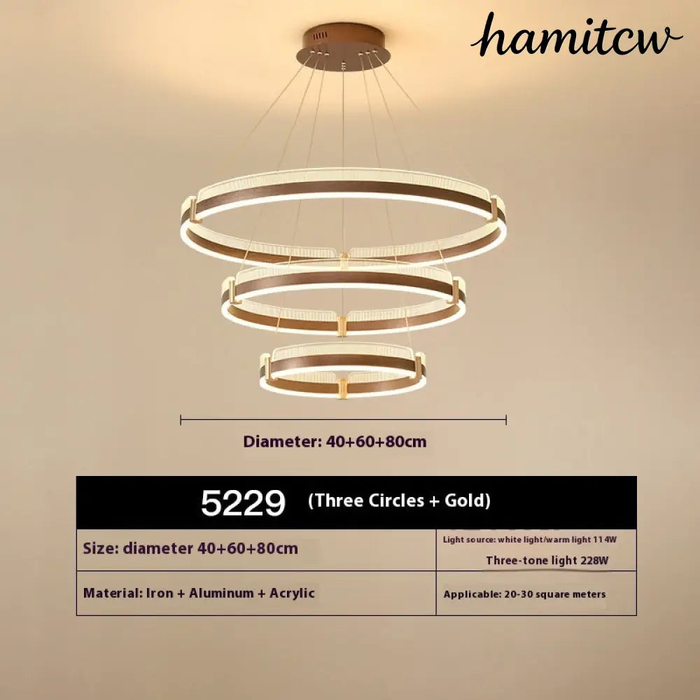 Dimmable Restaurant Pendant Chandelier - Coffee colored three layer / White light