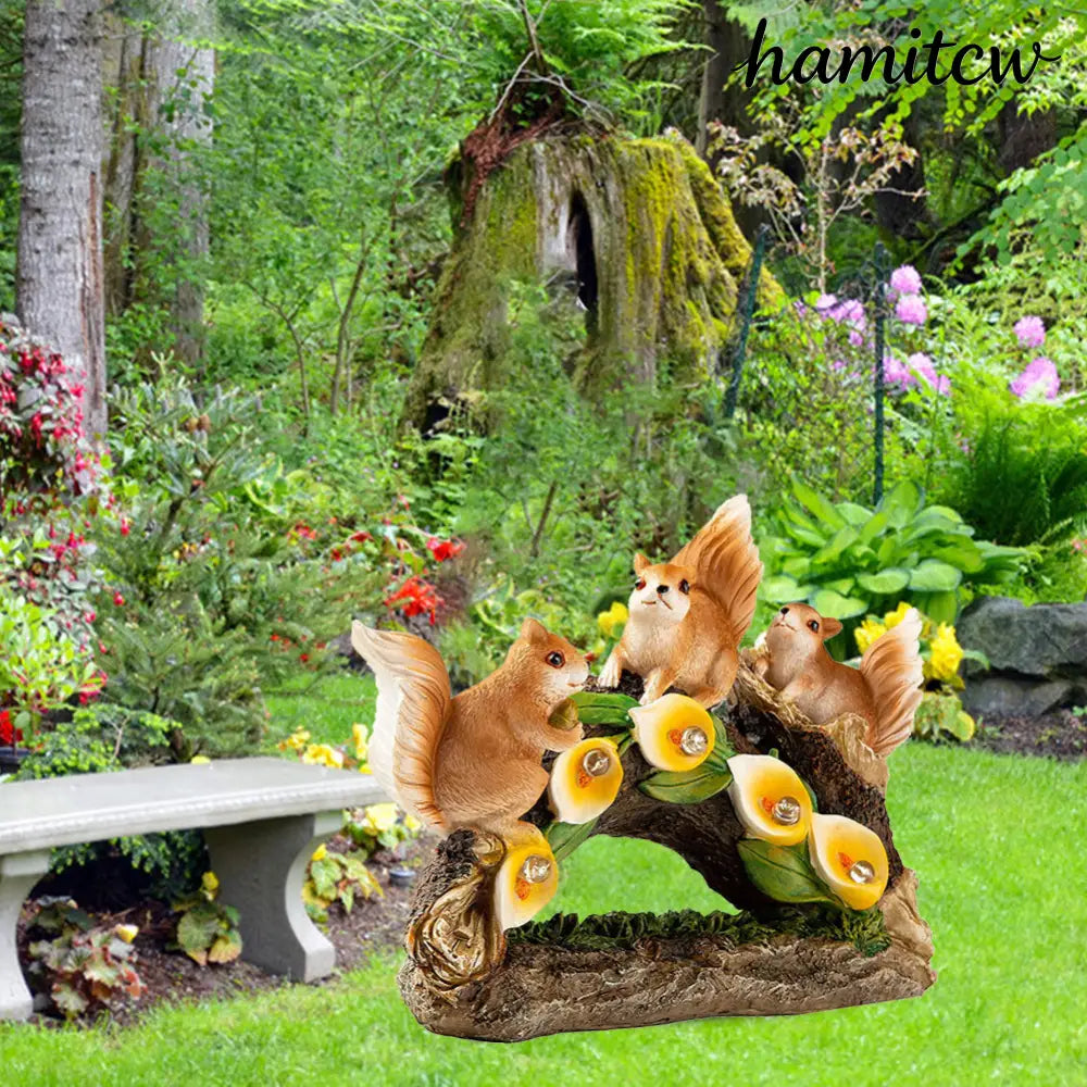 Garden Squirrel Resin Sculpture - Colorful