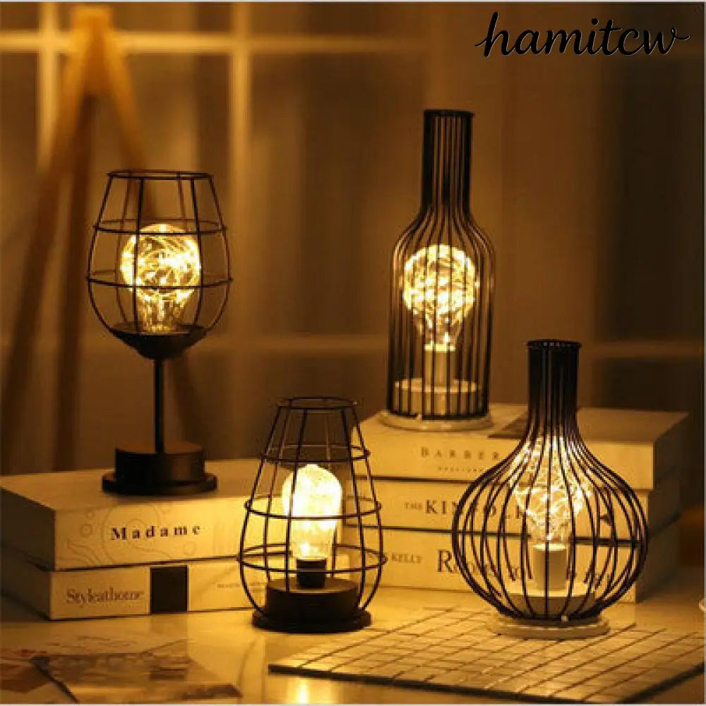 Hollow Iron Bottle Table Lamp
