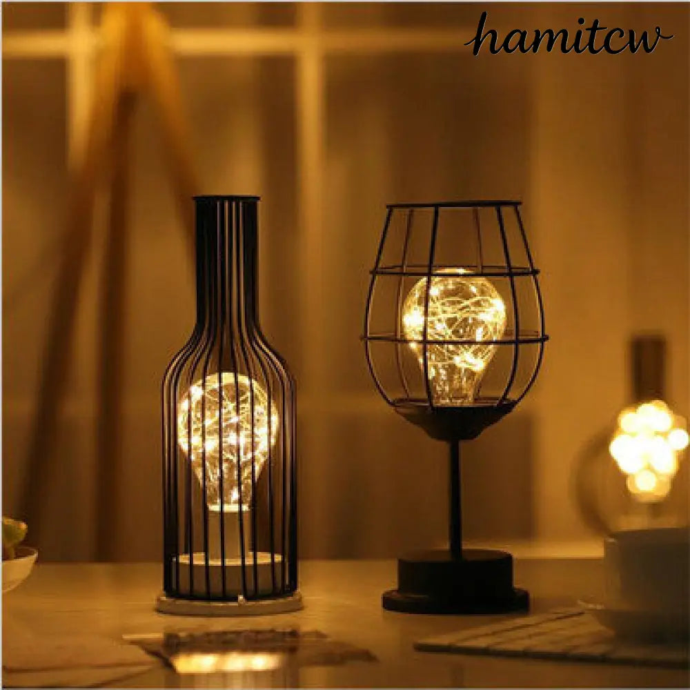 Hollow Iron Bottle Table Lamp